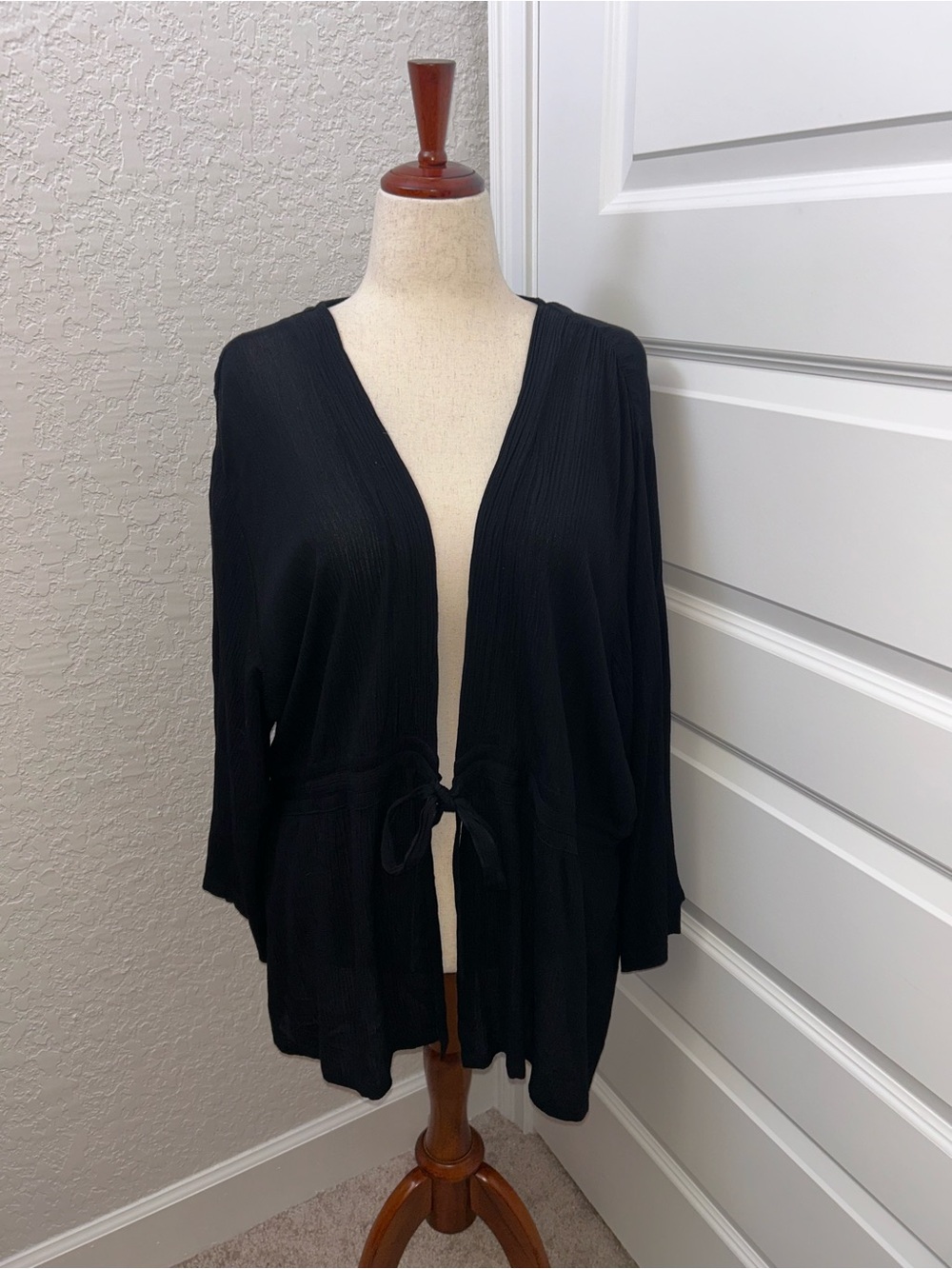 SERENDIPITY Maui Crinkle 100% Rayon Kimono Tie Front Shirt Blouse Top